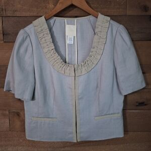 J. Crew Women's Gray Blazer with Cream Trim